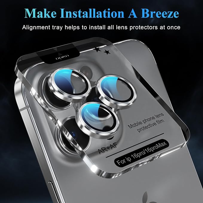 YWXTW Camera Lens Protector for iPhone 16 Pro/iPhone 16 Pro Max, Tempered Glass