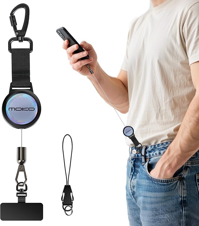 MoKo Anti-theft Phone Tether, Phone Lanyard Retractable Steel Line Cellphone