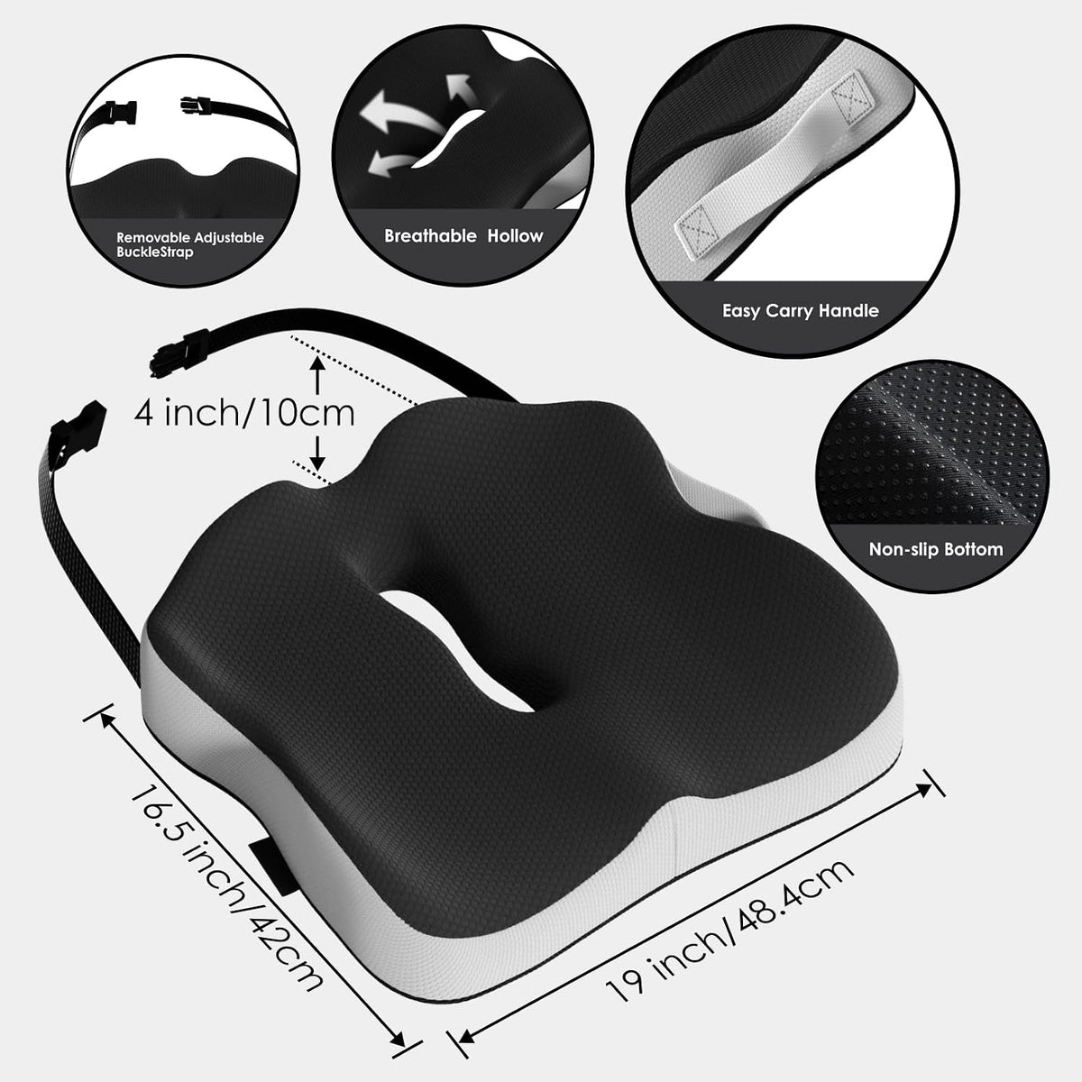 Seat Cushion for Truck Driver, Extra Large Memory Foam Car Seat Cushions for Long Driving - Orthopedic Sciatica & Tailbone Pain Relief, Comfort Support for Road Trip Essentials