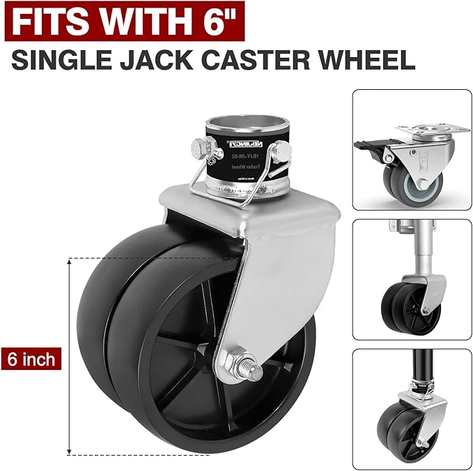 Jack Wheel Chock, Heavy Duty Reinforced Dual Trailer Swirl Jack Caster Wheel Dock, Rubber Double Wheel Chock for Caravans and Trailers Camper Tent