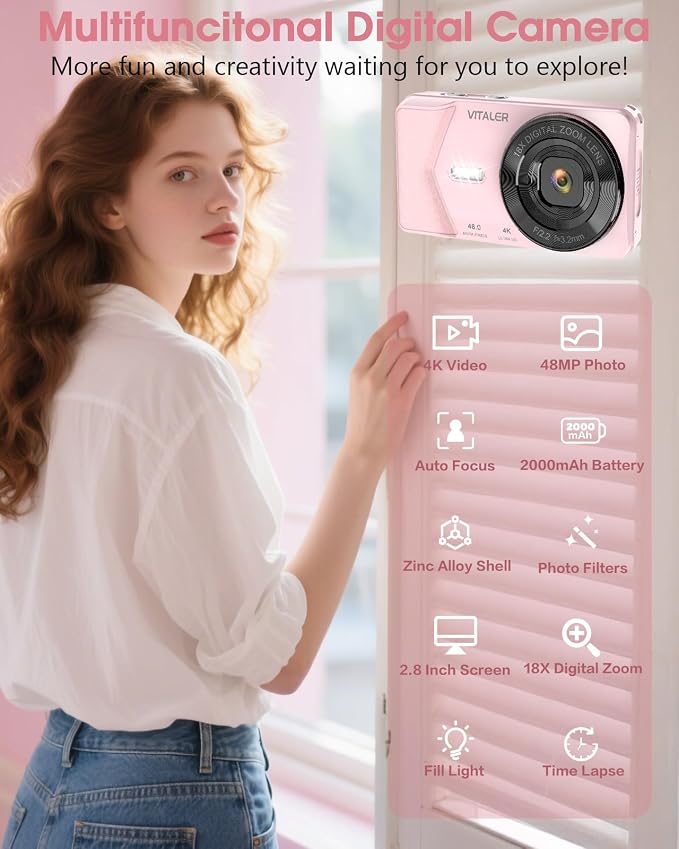 Digital Camera, Autofocus 48MP 4K Camera