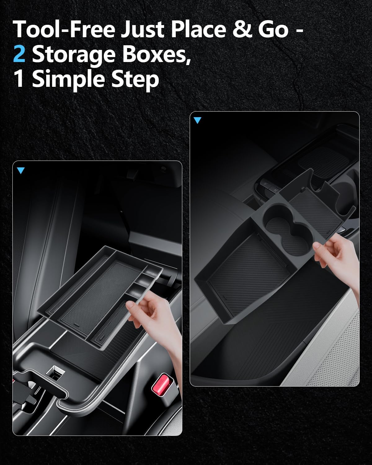 SKTU 2PCS for 2025 2026 Ioniq 5 Center Console Organizer for 2025 2026 Hyundai Ioniq 5 Accessories Console Tray & Lower Console Tray Ioniq 5 ABS Console Organizer with Coin Holder (Not fit Ioniq 5 N)