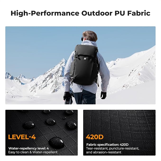 K&F CONCEPT Camera Backpack, 40L Large Capacity Camera Bag, Waterproof DSLR