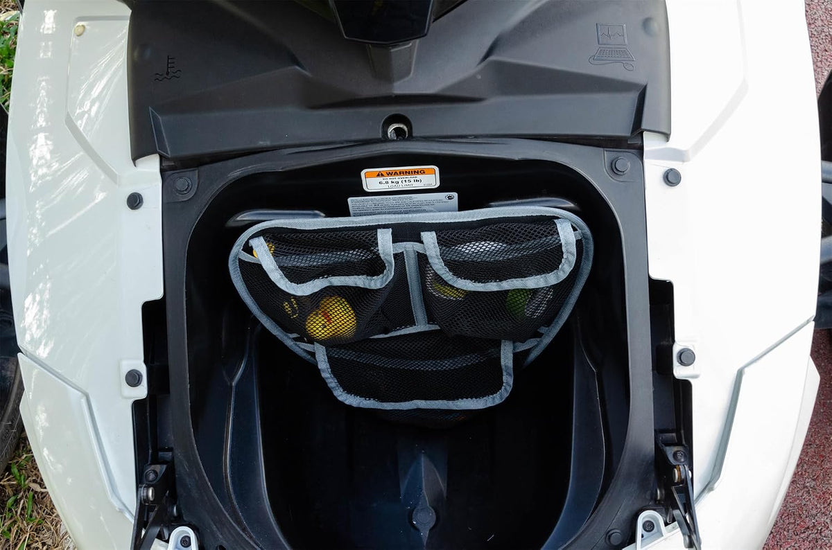 Front Trunk Organizer Frunk Tool Bag for Can Am Spyder F3 F3-L F3-S F3-T 2015+ Models - Removable 3 Mesh Pockets Storage Accessories(Gray Piping)