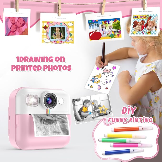 BOFIDAR Instant Print Camera for Kids, Christmas Birthday Gifts for Girls Age