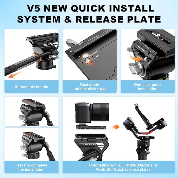 COMAN M1V5 Camera Monopod, One-Click Lifting Monopod