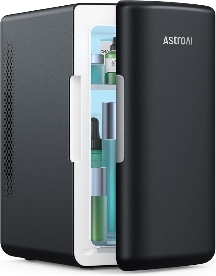 AstroAI 2.0 Gen 6L/8 Cans Mini Fridge, Cooler & Warmer, 110V AC/12V DC | Compact small refrigerator, energy efficient & quiet, portable for bedroom, car, office & dorms, for makeup skincare use