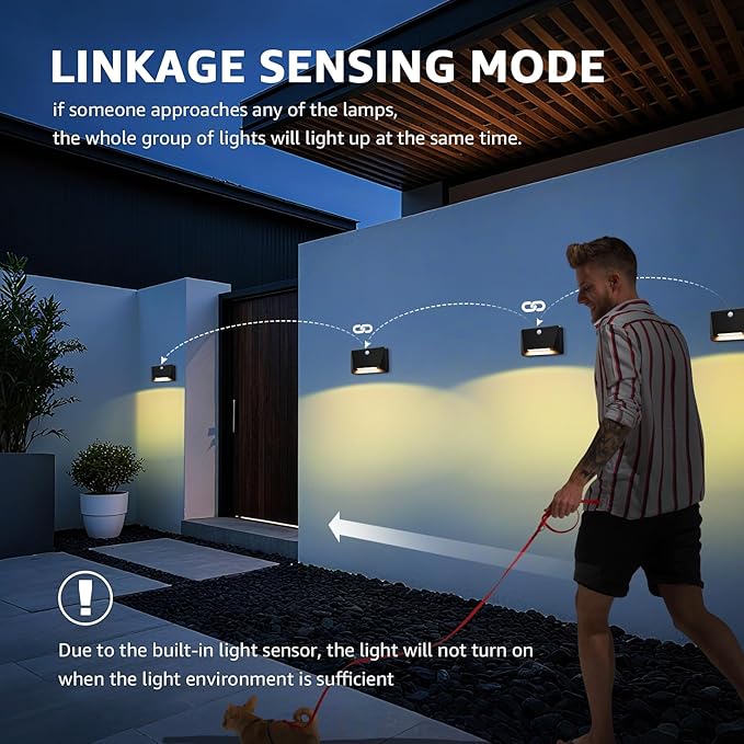 uuffoo Rechargeable Motion Sensor Wall Light, Magnetic Linkage Multi-Sensor Stair Lights with 3 Brightness Levels, Wireless Battery Operated Indoor Wall Lamp for Closet Bedroom Hallway(Black)