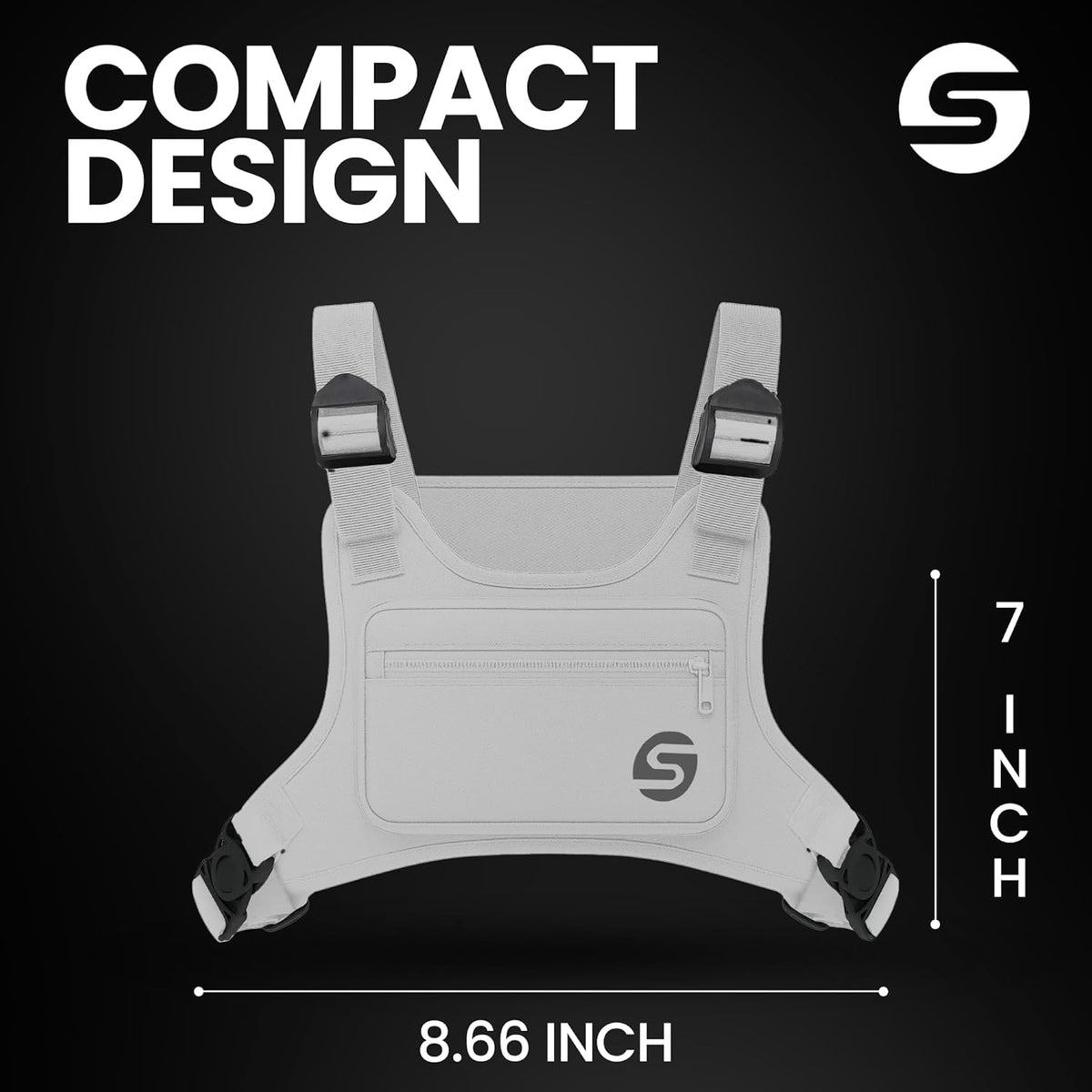 Skiennix Running Chest Pack - Water-Resistant Adjustable Design with Collapsible Bottle & Phone Holder | Perfect for Cycling, Hiking, Workouts