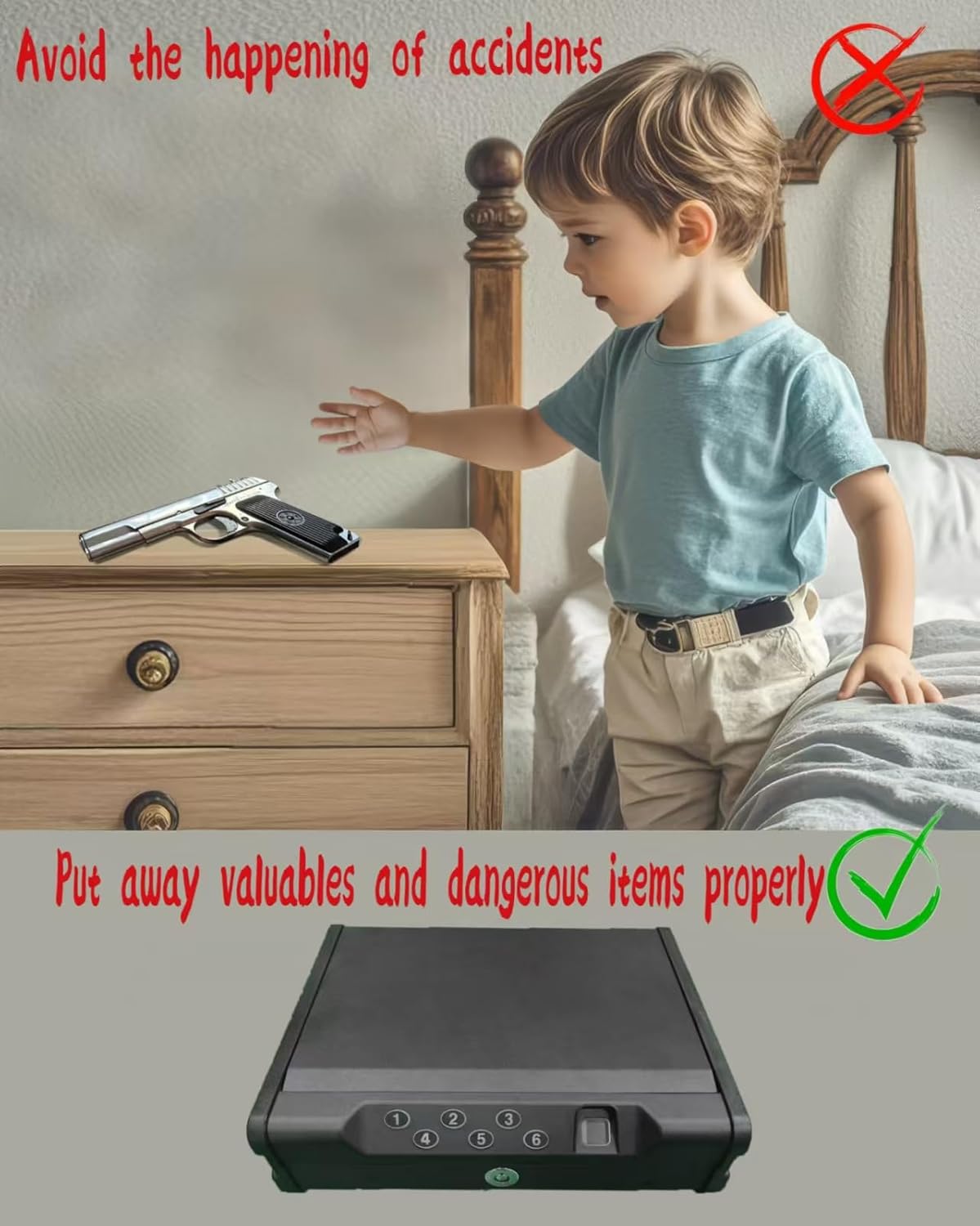 VORanex Gun Safe - Quick-Access Handgun Safe for 2 Pistols with Fingerprint & Passcode | Voice Prompt Feature
