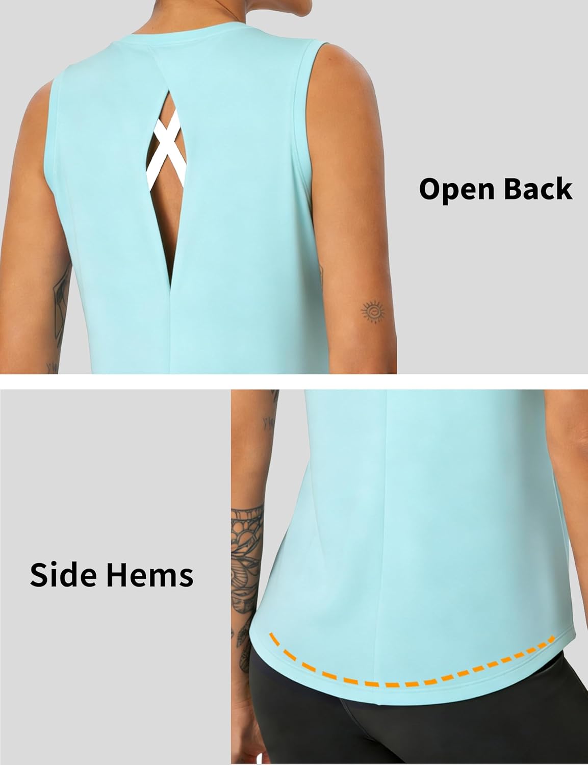 Skiennix Women's Yoga Tank Tops - Loose Fit Sleeveless Athletic Shirts with UPF50+ Protection