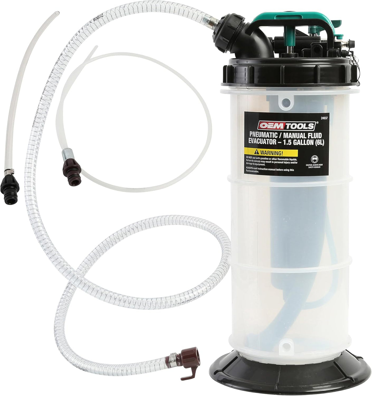 OEMTOOLS Pneumatic/Manual Fluid Extractor, 6L Oil Extractor Pump, 5ft Hose