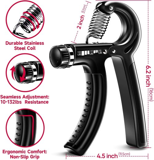 FitBeast Grip Strengthener Kit - 5 Pack Adjustable Resistance Hand Grips for Forearm Strength