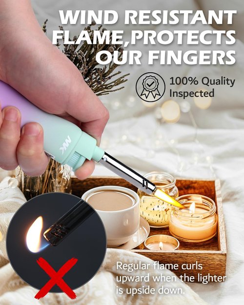 MK Lighter Collector’s Edition Refillable Candle - Jet Flame Butane with Long Wand for Indoor & Outdoor Use