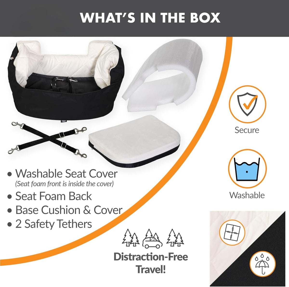 K&H Dog Car Seat, Bucket Booster for Cats & Dogs, Small, Black/Cream