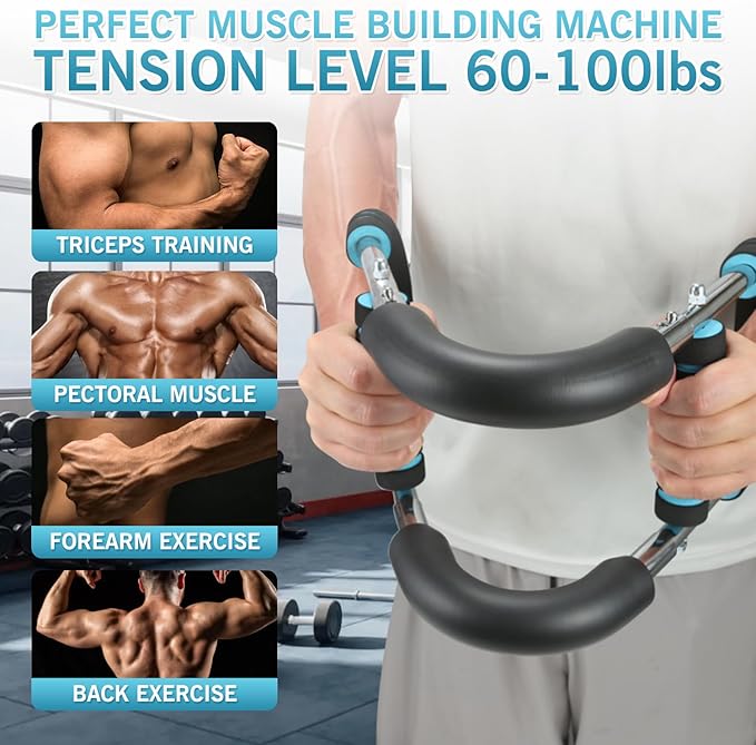Twister Arm Trainer - Adjustable 60-100lbs Resistance Arm & Chest Workout Equipment for Home Gym Fitness , Arm Strengthener for Men, Power Twister Bar for Biceps, Forearm & Shoulder Training