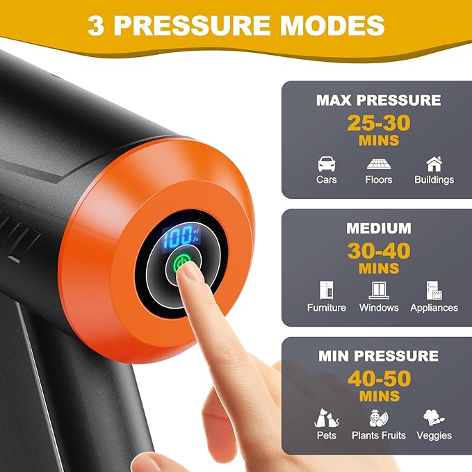 EVEAGE Cordless Power Pressure Washer 1000PSI, 2.5GPM Adjustment Portable Power Cleaner, Rechargeable Battery Powered Handheld High-Pressure Washer Gun for Car, Home Floor Cleaning