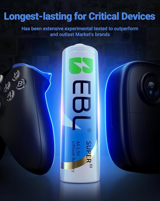 EBL AA Lithium Batteries 3700mAh, 24 Pack Non-Rechargeable 1.5V Longest Lasting