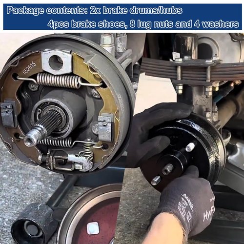Golf Cart Brake Kit, Drums Hub Assembly & Shoes for EZGO TXT Electric Models 1996-2008, Replaces OEM 19186G1 27943G01 27945G01 70794G01 70795G01