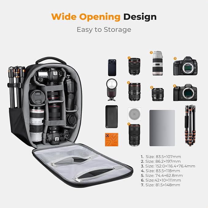 K&F CONCEPT Camera Backpack, Hardshell Photography DSLR Camera Bag