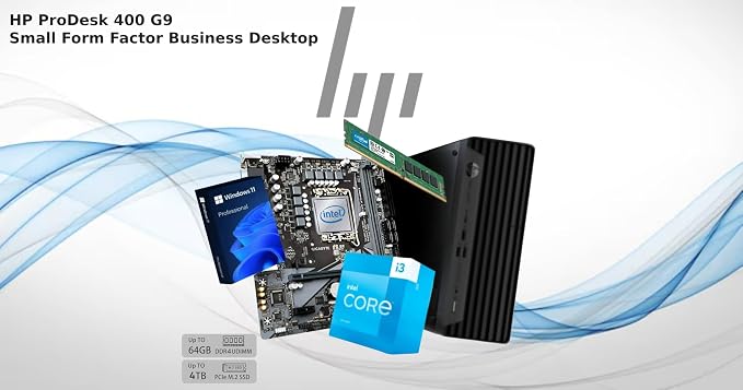 HP ProDesk 400 G9 SFF Business Desktop Computer, Latest 13th Gen Intel Core i3 CPU, 32GB RAM, 1TB PCle SSD, Dual 4K Display Support, USB-C, HDMl, RJ-45, Wi-Fi, Wired Keyboard & Mouse, Windows 11 Pro
