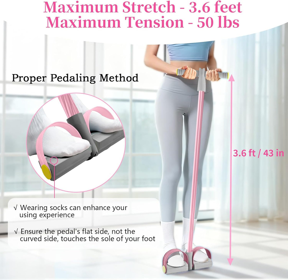 Skiennix Pedal Resistance Bands - Durable 6-Tube Design for Full-Body Workouts | Natural Rubber, Versatile Fitness Tool