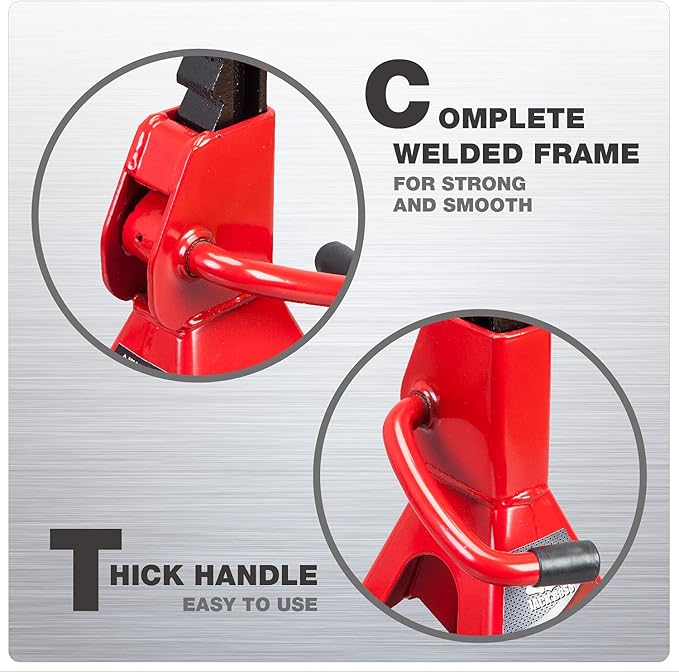 Jack Boss Jack Stands 2 Ton (4,000 LBs) Lifting Car Stand, Fit Use for Cars Automotive Small Vehicles, Red, 2 Pack