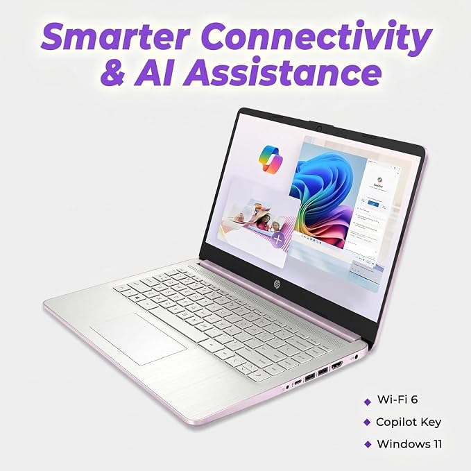 HP Everyday Laptop with Copilot AI • 2026 Edition • Intel 4-Core N150 Processor • 4GB RAM DDR5 • 128GB SSD + 1TB Cloud Storage • Microsoft 365 • Thin & Portable • 11.5hrs Battery • Windows 11
