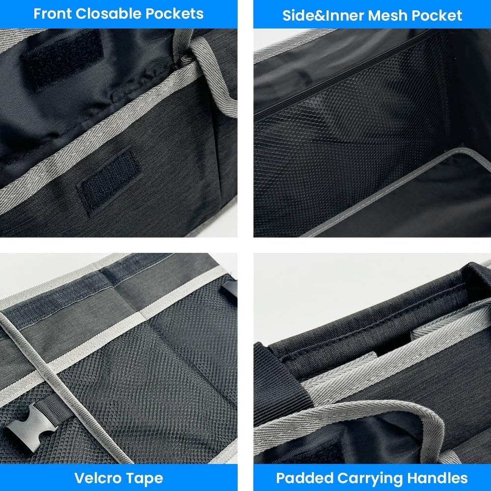 Collapsible Car Trunk Organizer, Foldable Cargo Storage Organizer for SUV, Car & Truck, Black