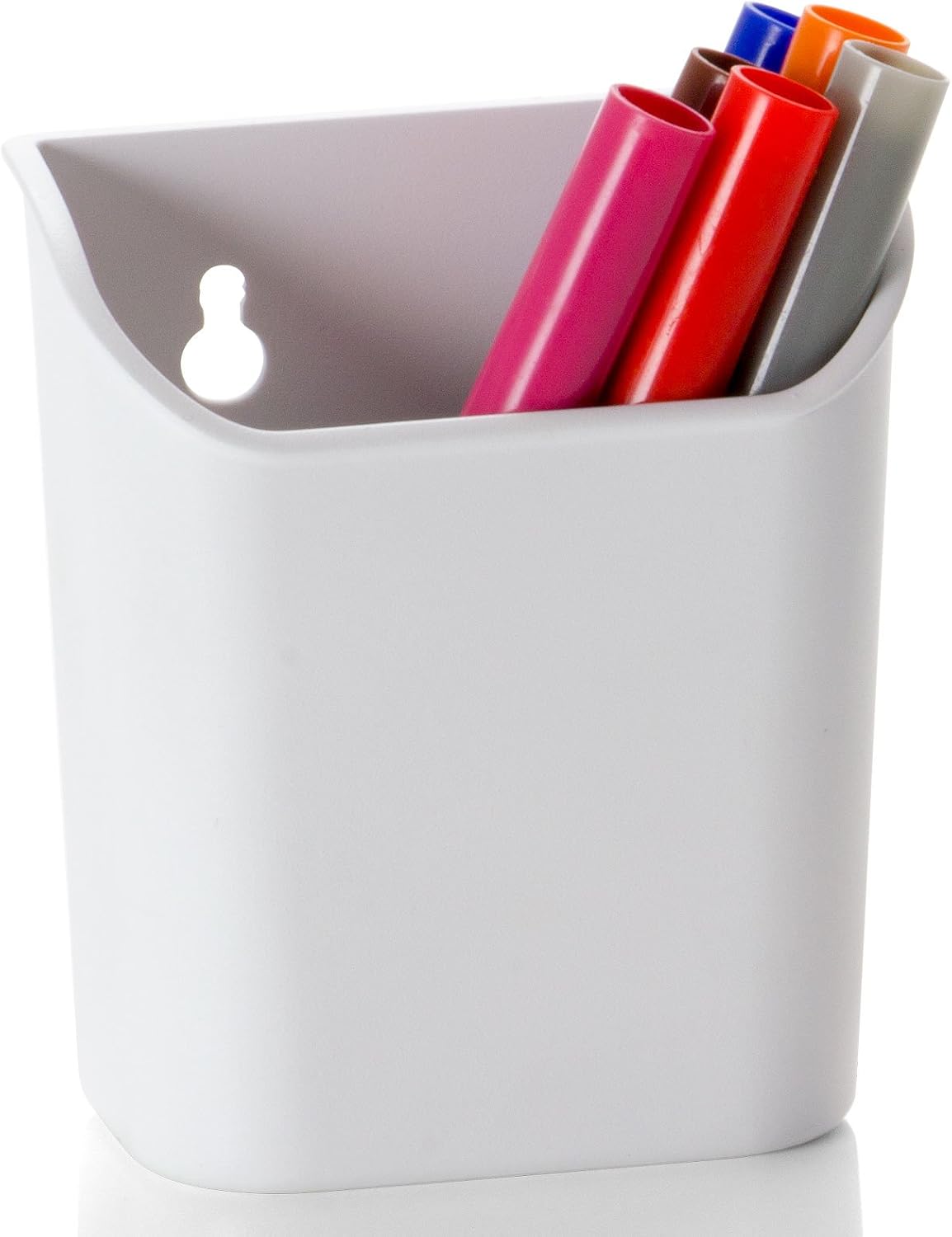 Officemate Magnetic Pencil Cup, Heavy-Duty Pen and Pencil Holder, Wall or Cubicle Mount Organizer, 2.05 x 4.07 x 4.72-Inches, White