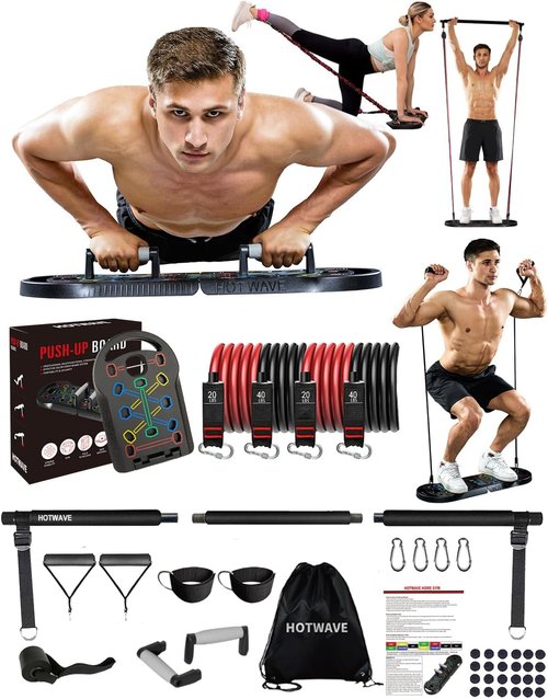 HOTWAVE Push Up Board - Portable 20-in-1 Fitness Equipment for Home Gym | Strength Training for Men & Women