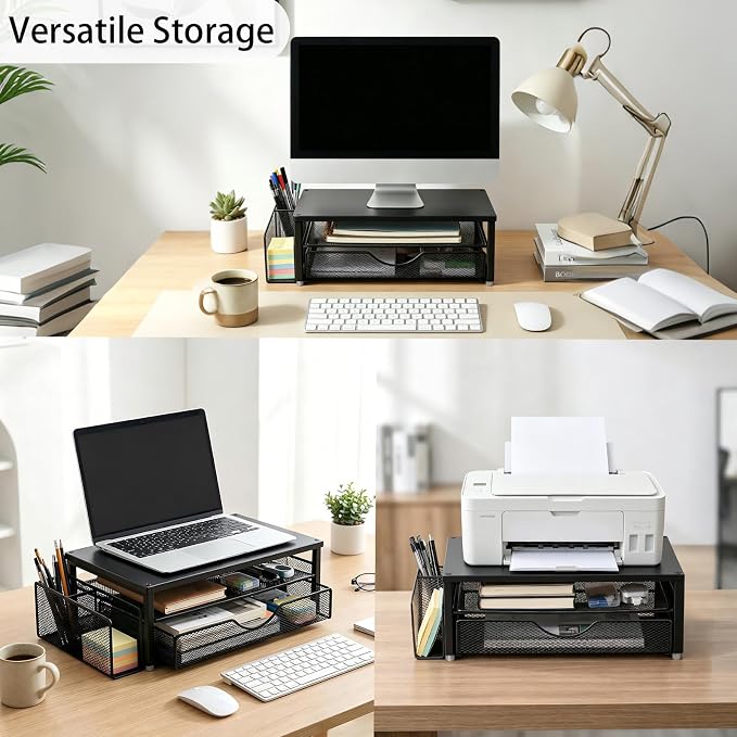 Spacrea Desk Organizer and Accessories, Computer Monitor Stand Riser