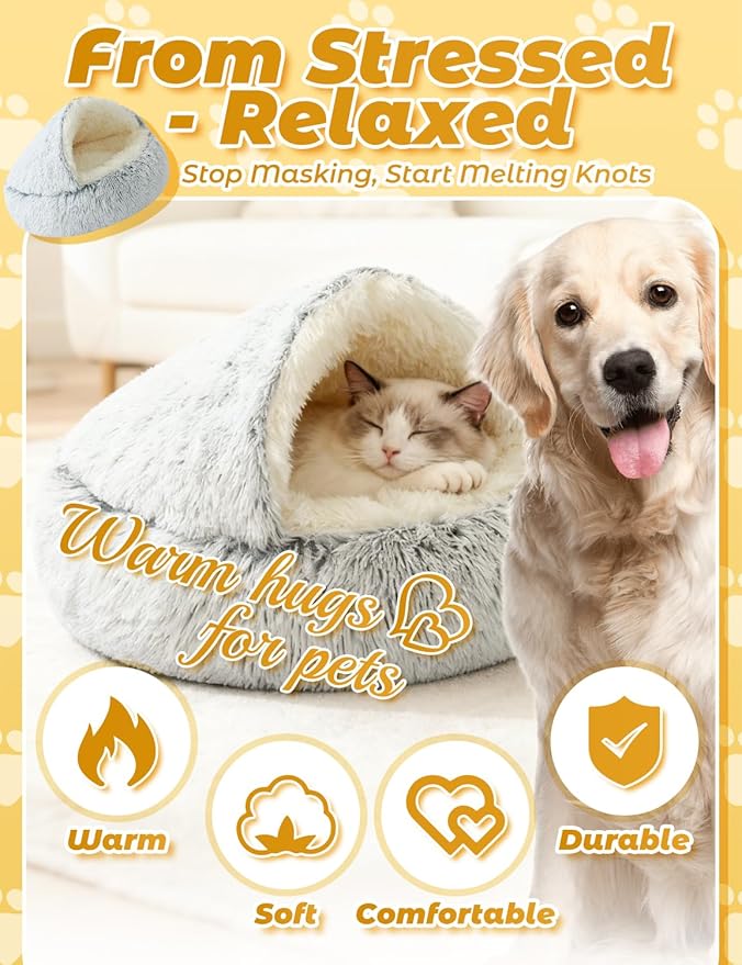 Dog Bed, Dog Bed with Cover Cave, Dual Comfort Design, Pet Bed for Small/Medium/Large Cats and Dogs, Anxiety Relief, Durable & Chew-Proof, Improves Sleep & Behaviour (Green, 24in)