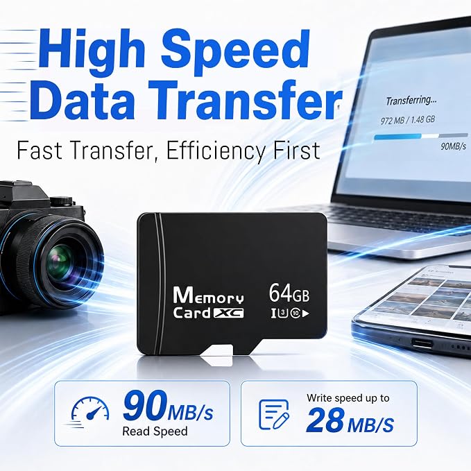 64GB Micro SD Card for Dashcam & Security Camera U3 V30 A1 | High Endurance