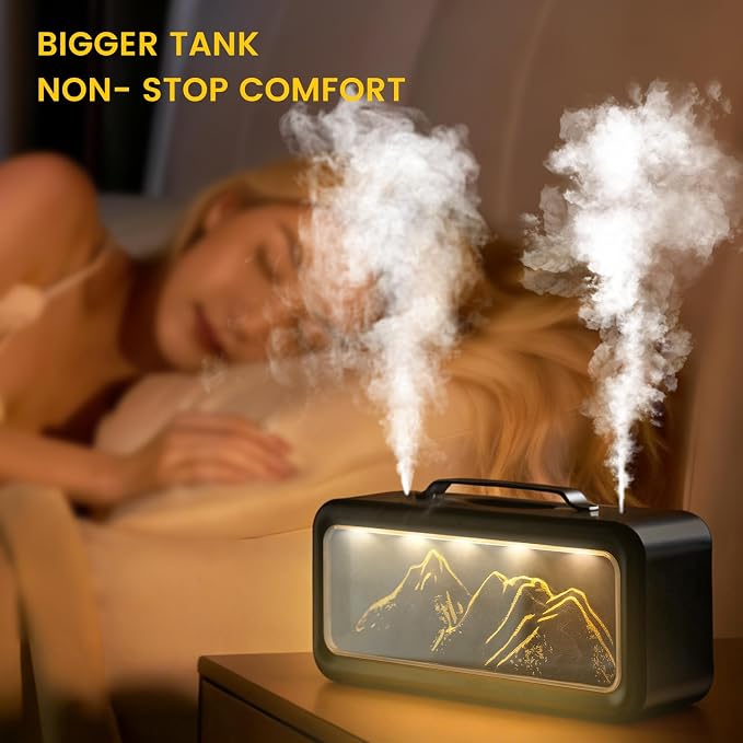 HEEYCEM Small Humidifiers for Bedroom, 600ml Cool Mist Top Fill Humidifier for Baby Nursery, Ultra Quiet 23dB, Air Humidifier with Night Light,for Plants,Home, Office (Black)