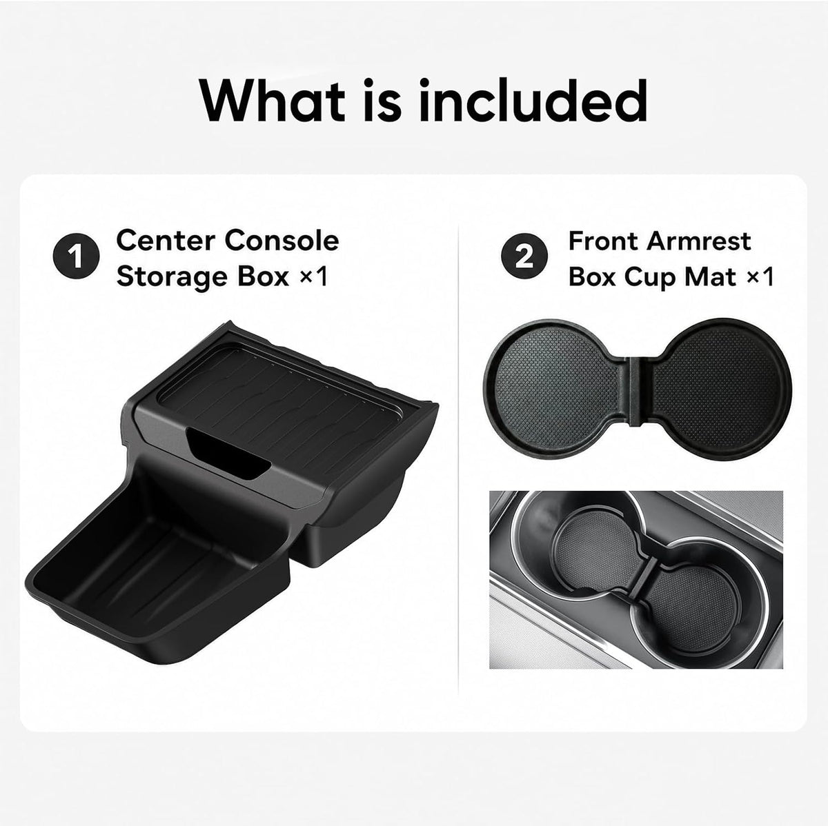 Center Console Organizer with Cup Holder for Tesla Model Y Juniper Standard Version 2025+,Insert Tray with Easy-Open Lid, Dual-Layer with Quick Access & Deep Storage, Easy Install & Removable