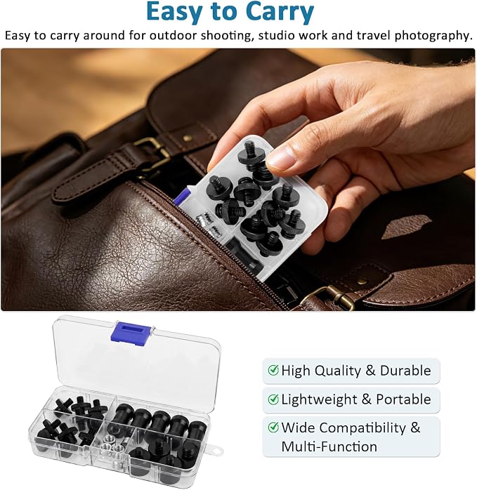 24 Pcs Camera Tripod Adapter, 1/4 to 3/8 Threaded Converter Camera Screw Mount