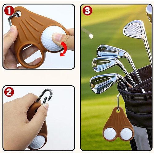 Cowenhey Funny Golf Ball Sac Holder, Silicone Golf Ball Holder Pouch, Portable Golfs Balls Storage Bag Golf Accessories for Men Gifts, Prank Fake Saggy Gift (Brown)