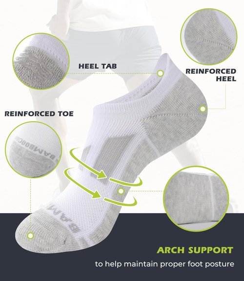 BAMBOO COOL Men's No-Show Socks - Breathable, Moisture-Wicking, Non-Slip | 6-Pack Low Cut Design