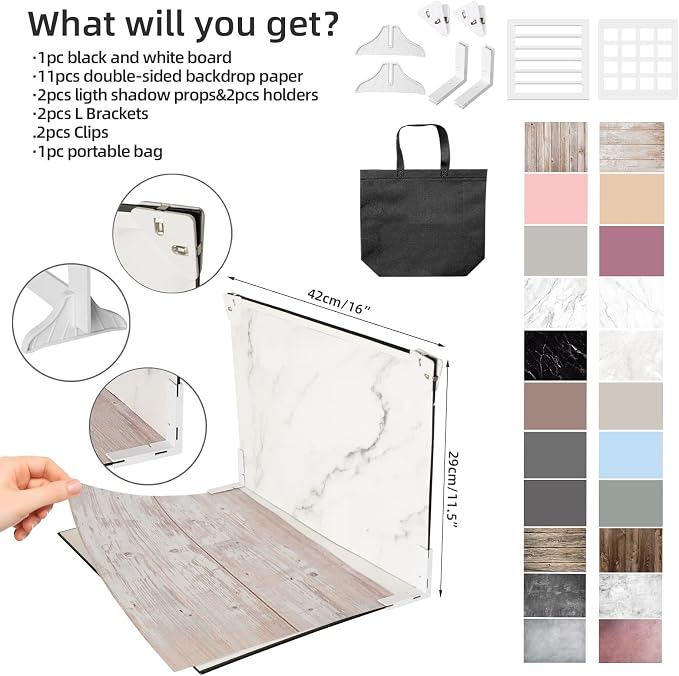 Photo Backdrop for Product Photography: Double-Sided Matte Paper Background Kit