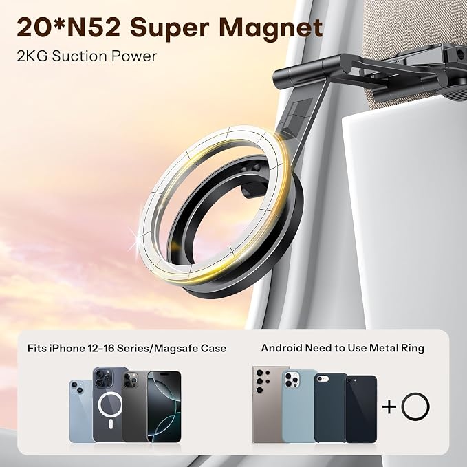 OMOTON TP02 360°Rotating for MagSafe Tripod, Aluminum Magnetic Phone Tripod for