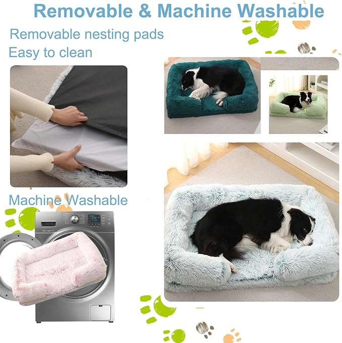 Dog Beds Large Sized dog Orthopedic, Sofa Dog Bed with Waterproof Lining and Nonskid Bottom, Rectangle Washable Dog Bed for Medium Small Dogs and Cats Comfortable ( Color : Pink , Size : 23 x 18" )