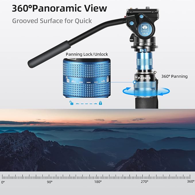 SIRUI P-424FS Carbon Fiber Camera Monopod Kit, 66.3" Heavy Duty Professional