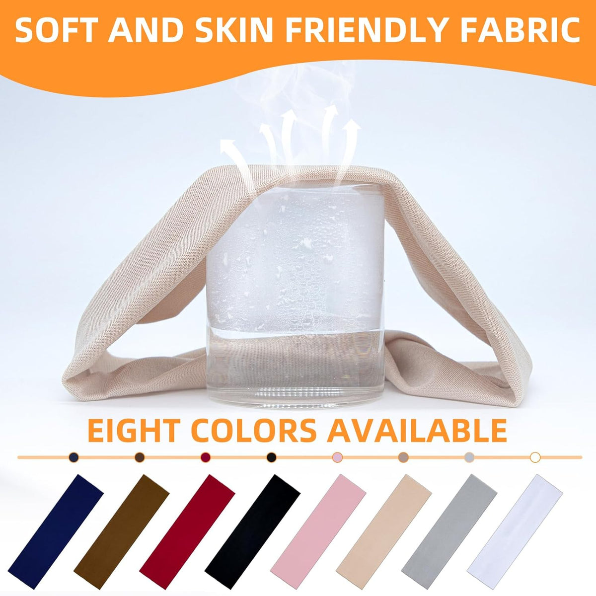 Skiennix 8PCS Non-Slip Sports Headbands - Soft Elastic Design for Sweat Absorption | Ideal for Workouts & Travel