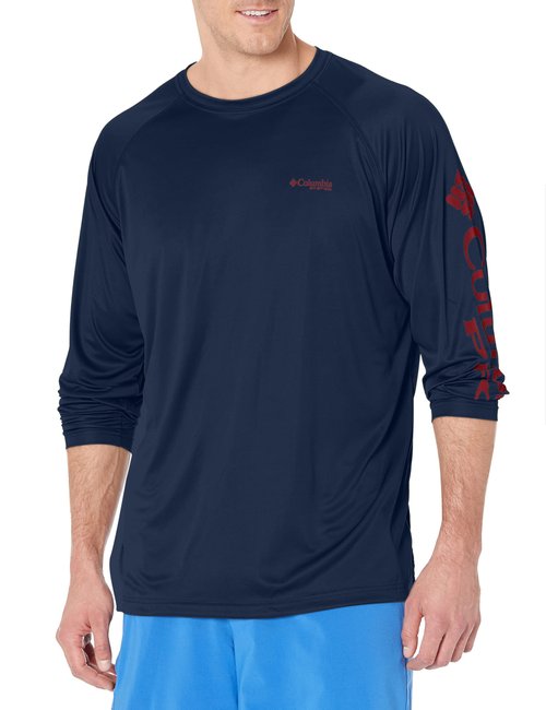 Columbia Men's Big Terminal Tackle Long Sleeve Shirt, Dark Mountain Sunset Red, 4X