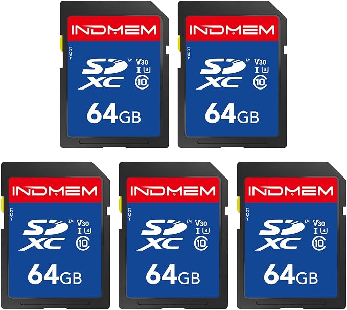 64GB SD Card 5 Pack, High Speed up to 90M/S SDXC UHS-I Memory Cards, Full HD &