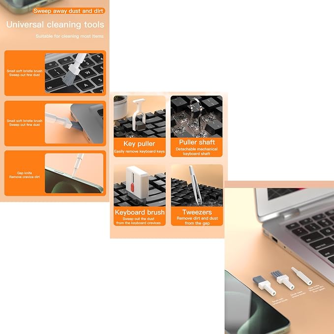 LOKEKE Multifunctional Cleaning Brush Kit, All-in-One Laptop Cleaning Tool