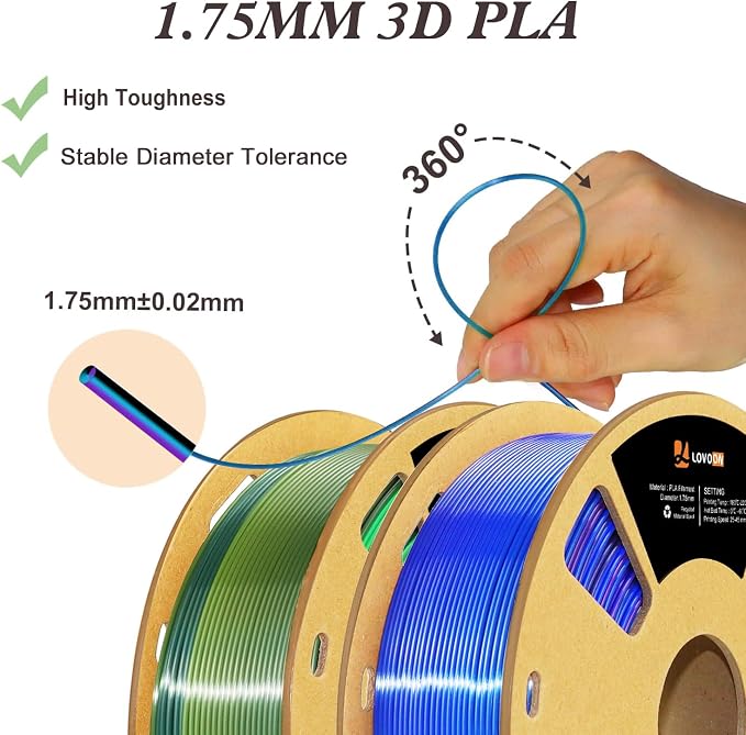 LOVOON pla Filament 1.75mm 3D Printer Filament 2kg, 3D Printing Filament