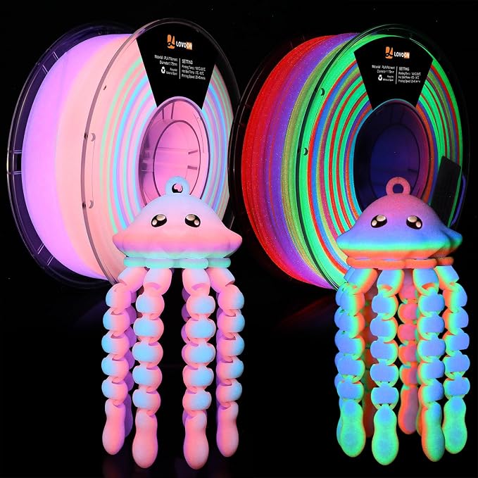 LOVOON Glow in The Dark Filament Multicolor，3D Printer Filament Bundle