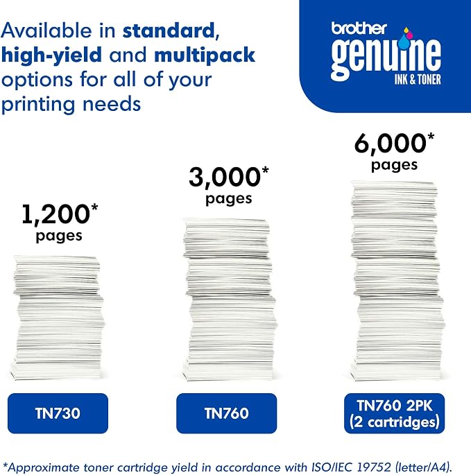 Brother Genuine High-Yield Black Toner Cartridge Twin Pack TN760 2Pk, 2 Pack